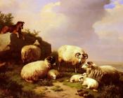 Guarding The Flock By The Coast - 尤金·约瑟夫·维保盖文